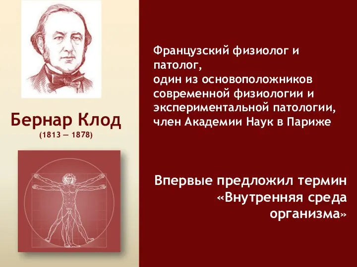 Бернар Клод (1813 — 1878) Французский физиолог и патолог, один из основоположников