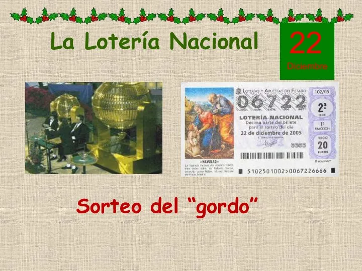 La Lotería Nacional 22 Diciembre Sorteo del “gordo”