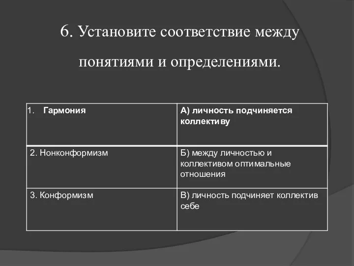 6. Установите соответствие между понятиями и определениями.