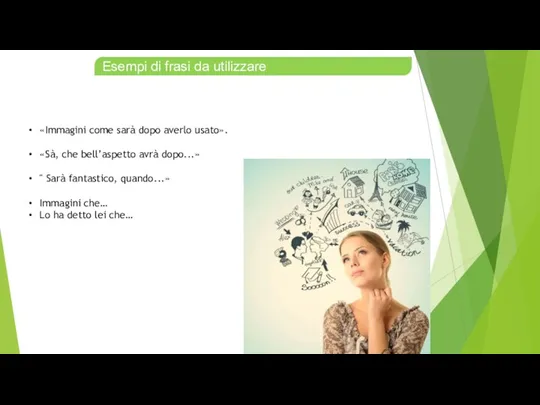 «Immagini come sarà dopo averlo usato». «Sà, che bell’aspetto avrà dopo...» "