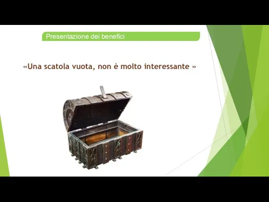 «Una scatola vuota, non è molto interessante » Presentazione dei benefici