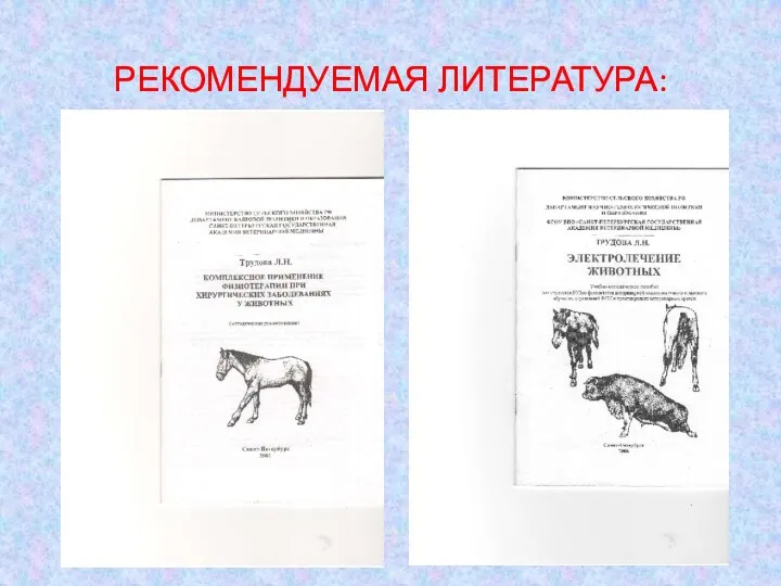 РЕКОМЕНДУЕМАЯ ЛИТЕРАТУРА: