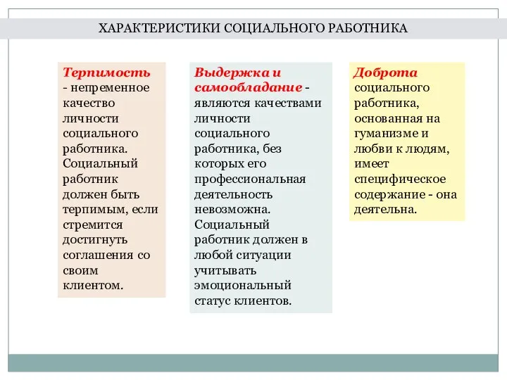 Терпимость - непременное качество личности социального работника. Социальный работник должен быть терпимым,