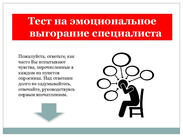 Тест на эмоциональное выгорание специалиста Пожалуйста, ответьте, как часто Вы испытывают чувства,