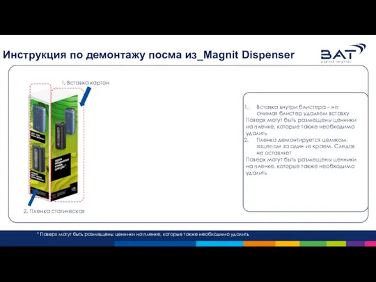 Инструкция по демонтажу посма из_Magnit Dispenser Вставка внутри блистера – не снимая