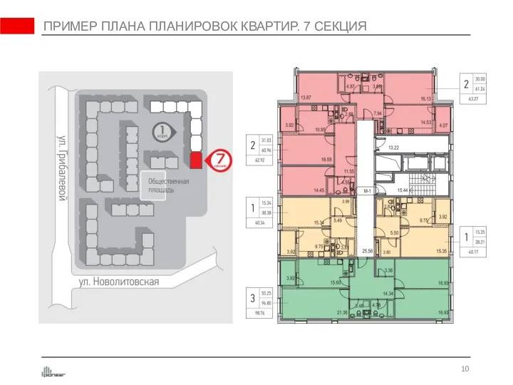 ПРИМЕР ПЛАНА ПЛАНИРОВОК КВАРТИР. 7 СЕКЦИЯ