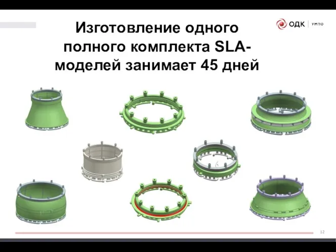 Изготовление одного полного комплекта SLA- моделей занимает 45 дней