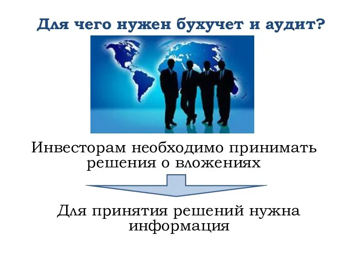 Для чего нужен бухучет и аудит? Инвесторам необходимо принимать решения о вложениях