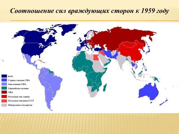 Соотношение сил враждующих сторон к 1959 году