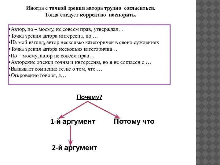 Автор, по – моему, не совсем прав, утверждая… Точка зрения автора интересна,