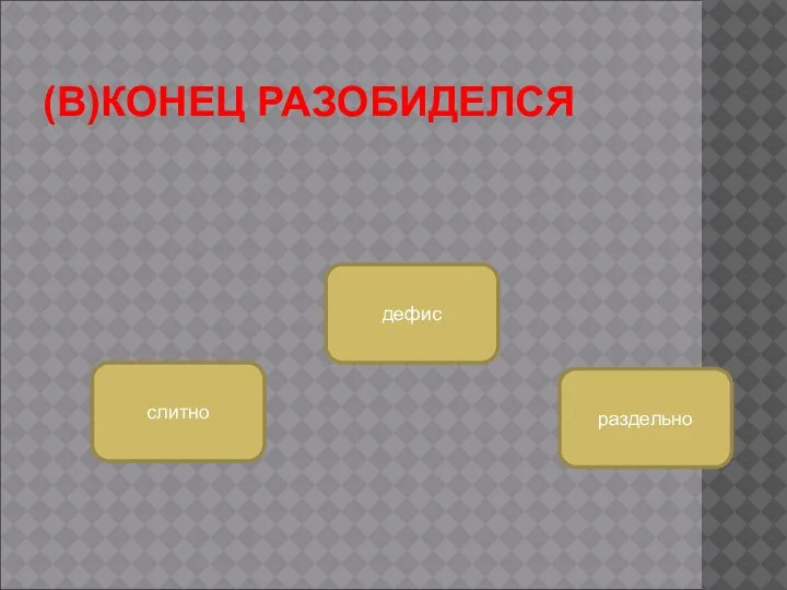 (В)КОНЕЦ РАЗОБИДЕЛСЯ слитно дефис раздельно