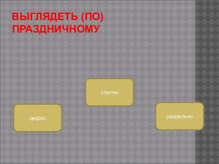 ВЫГЛЯДЕТЬ (ПО)ПРАЗДНИЧНОМУ дефис слитно раздельно