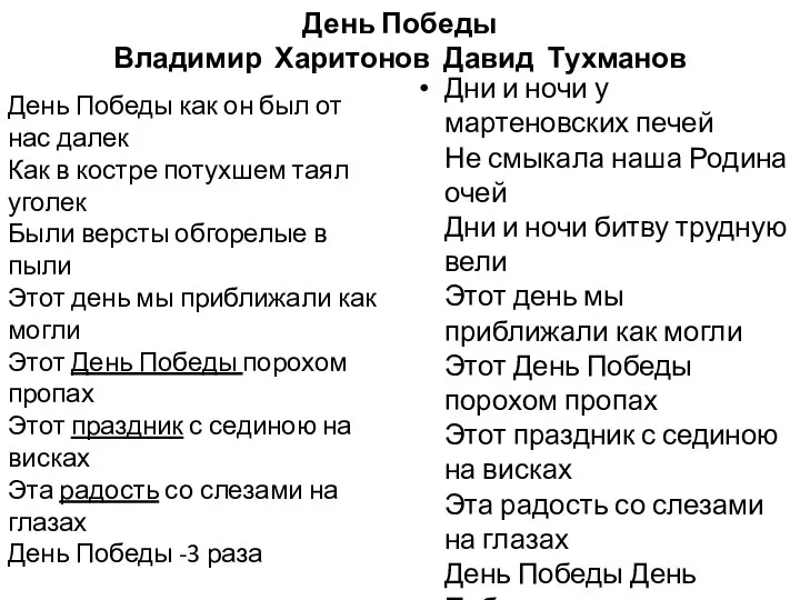 День Победы Владимир Харитонов Давид Тухманов День Победы как он был от