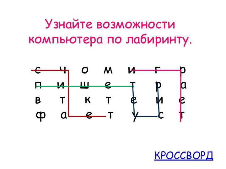 Узнайте возможности компьютера по лабиринту. с ч о м и г р