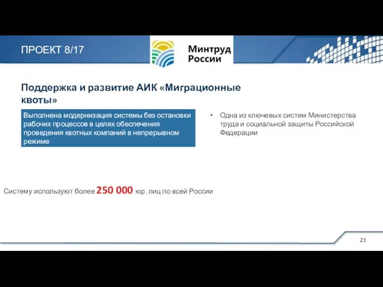 Систему используют более 250 000 юр. лиц по всей России Выполнена модернизация