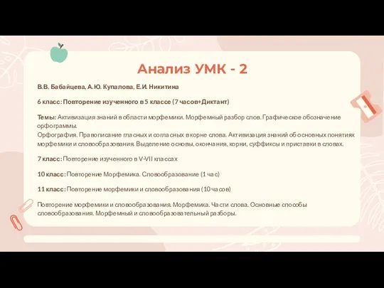 В.В. Бабайцева, А.Ю. Купалова, Е.И. Никитина 6 класс: Повторение изученного в 5