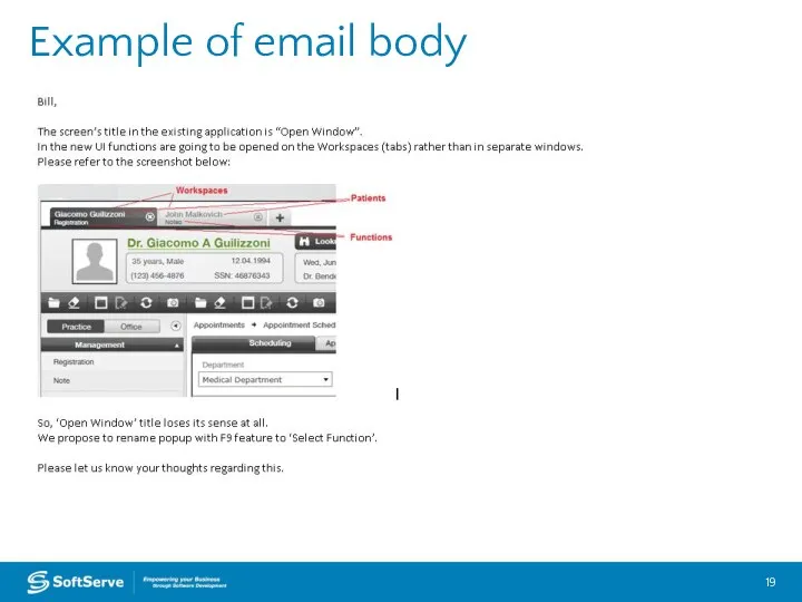 Example of email body