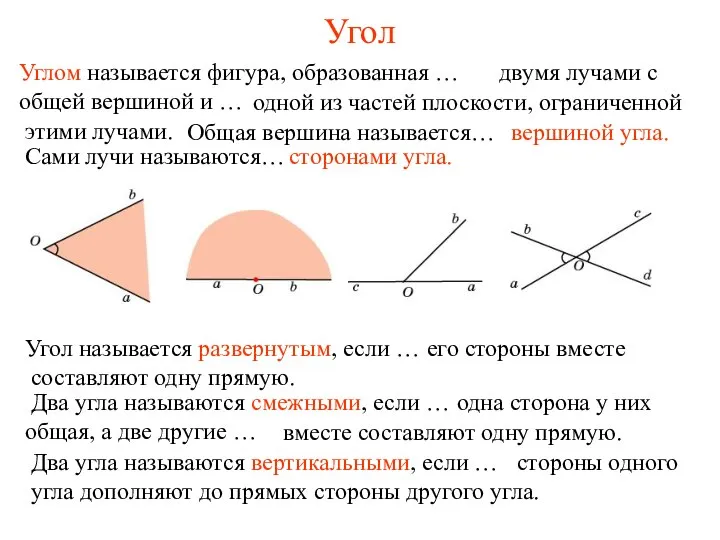 Угол его стороны вместе составляют одну прямую. одна сторона у них общая,