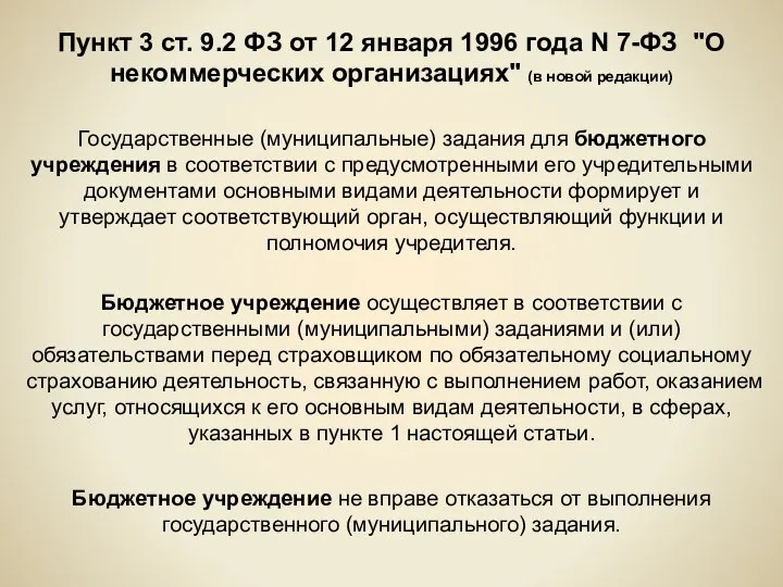 Пункт 3 ст. 9.2 ФЗ от 12 января 1996 года N 7-ФЗ