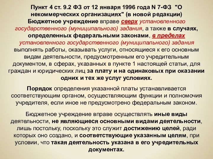 Пункт 4 ст. 9.2 ФЗ от 12 января 1996 года N 7-ФЗ