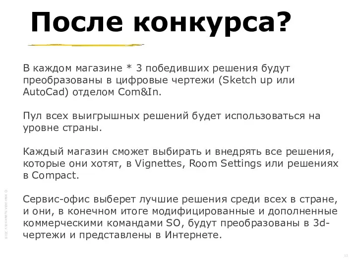 После конкурса? В каждом магазине * 3 победивших решения будут преобразованы в