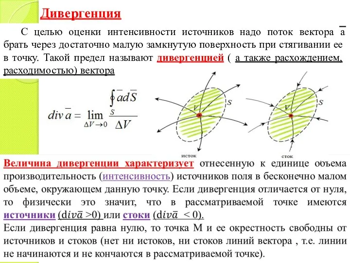 С целью оценки интенсивности источников надо поток вектора а брать че­рез достаточно