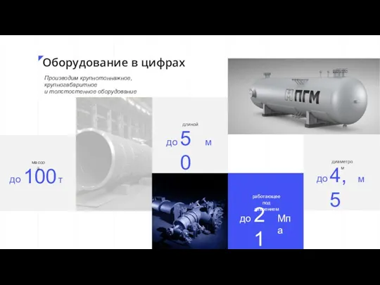 Производим крупнотоннажное, крупногабаритное и толстостенное оборудование 100 массой т до 50 длиной