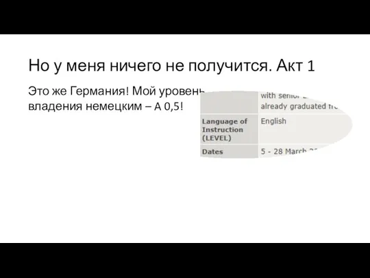 Но у меня ничего не получится. Акт 1 Это же Германия! Мой