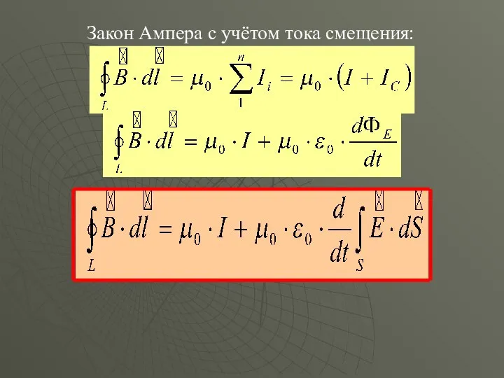 Закон Ампера с учётом тока смещения: