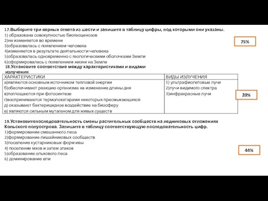 17.Выберите три верных ответа из шести и запишите в таблицу цифры, под