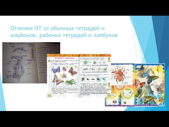 Отличия ИТ от обычных тетрадей и альбомов, рабочих тетрадей и лэпбуков