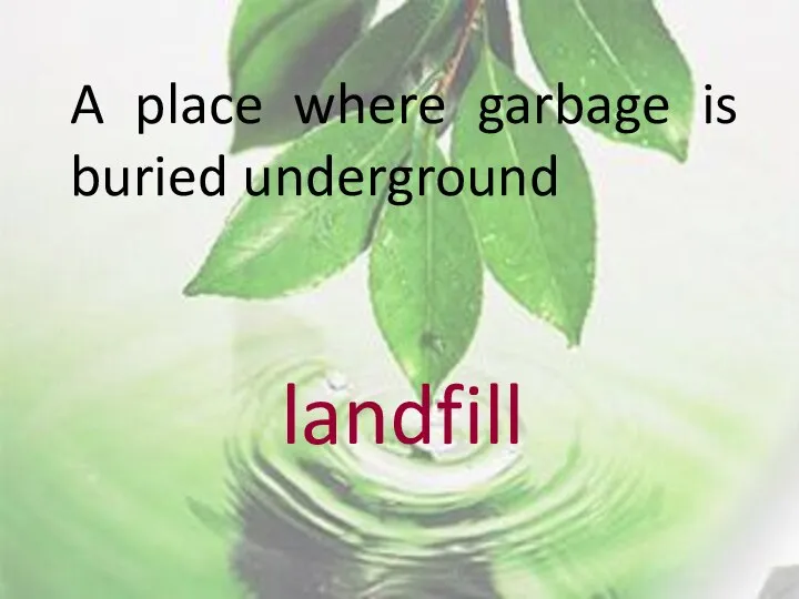 A place where garbage is buried underground landfill