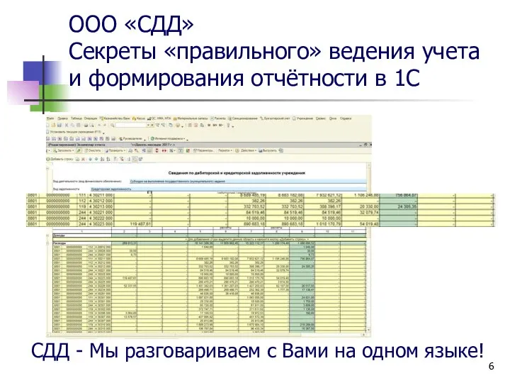 ООО «СДД» Секреты «правильного» ведения учета и формирования отчётности в 1С СДД