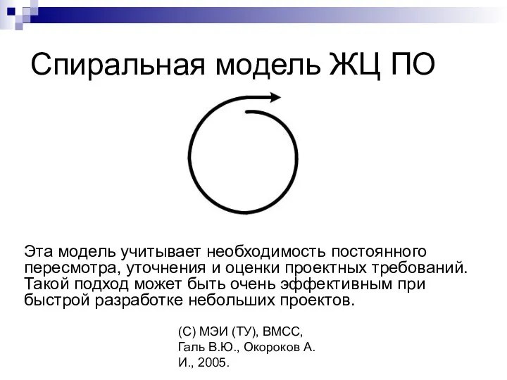 (C) МЭИ (ТУ), ВМСС, Галь В.Ю., Окороков А.И., 2005. Спиральная модель ЖЦ