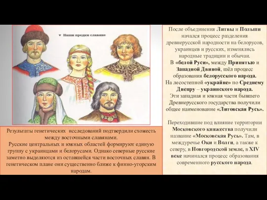 После объединения Литвы и Польши начался процесс разделения древнерусской народности на белорусов,