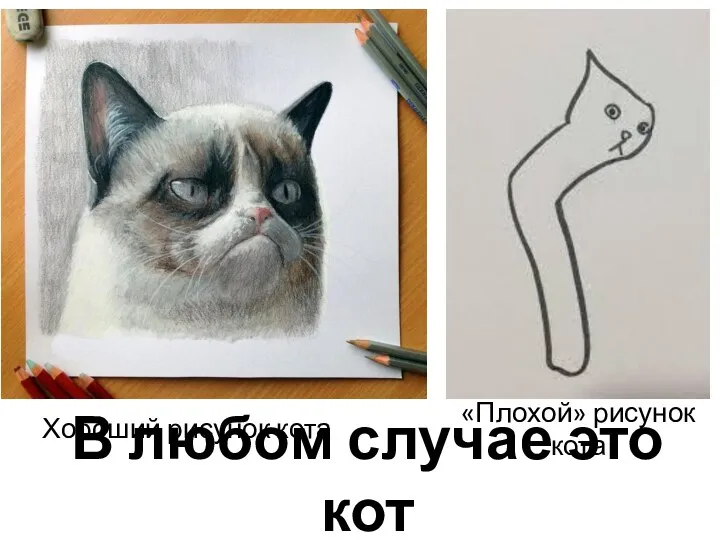 Хороший рисунок кота «Плохой» рисунок кота В любом случае это кот