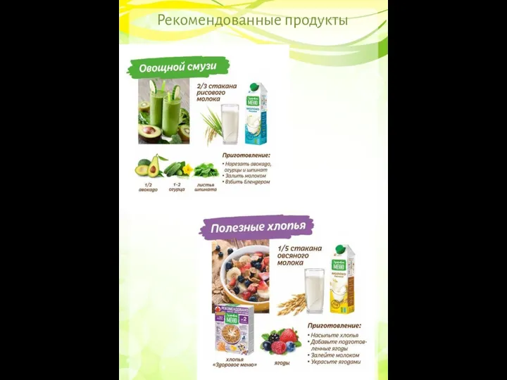 Рекомендованные продукты