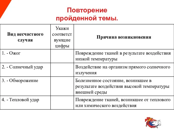 Повторение пройденной темы.