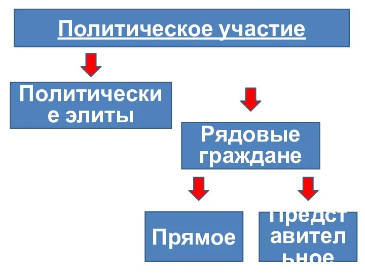 Политическое участие Рядовые граждане Политические элиты Прямое Представительное