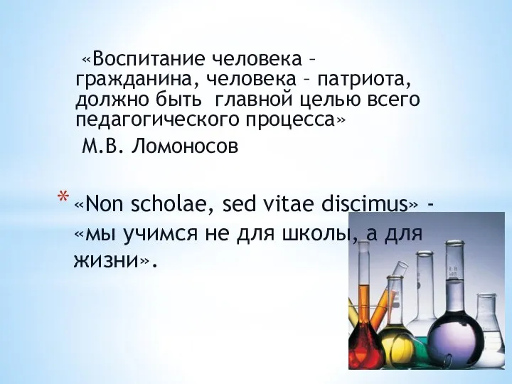 «Non scholae, sed vitae discimus» - «мы учимся не для школы, а