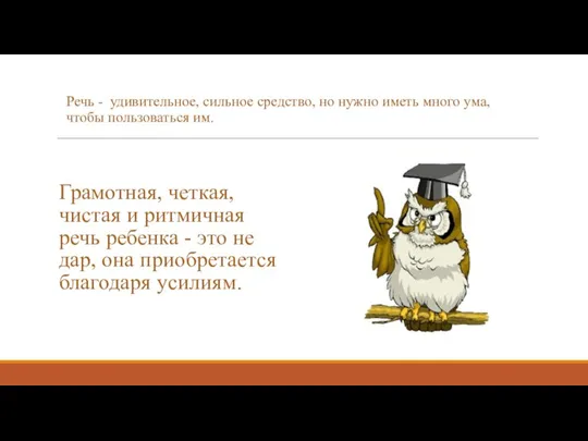 Грамотная, четкая, чистая и ритмичная речь ребенка - это не дар, она