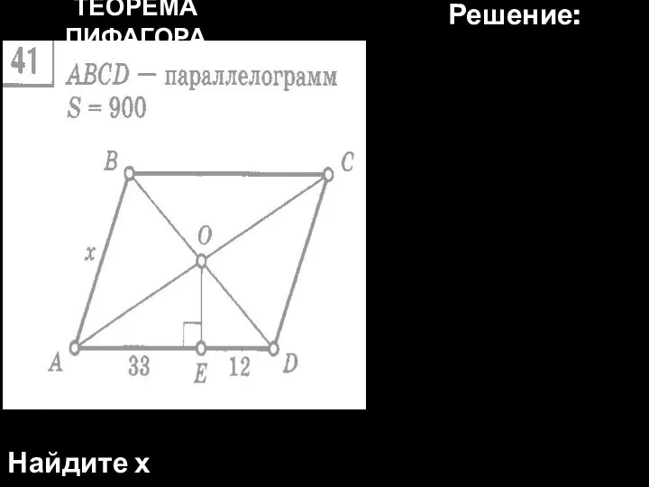 ТЕОРЕМА ПИФАГОРА Найдите х Решение: