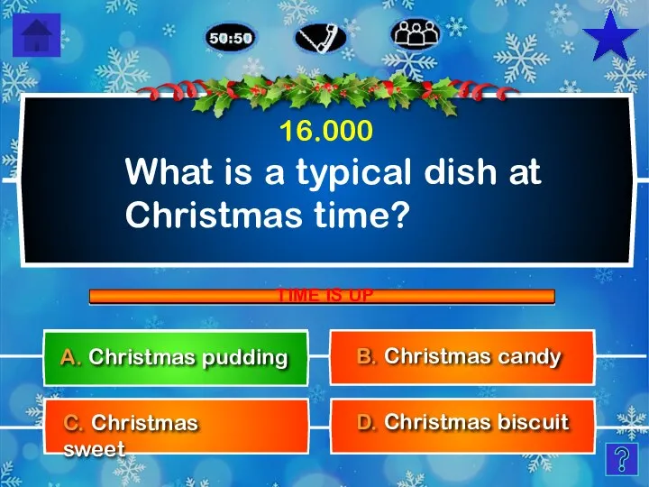 What is a typical dish at Christmas time? D. Christmas biscuit C.