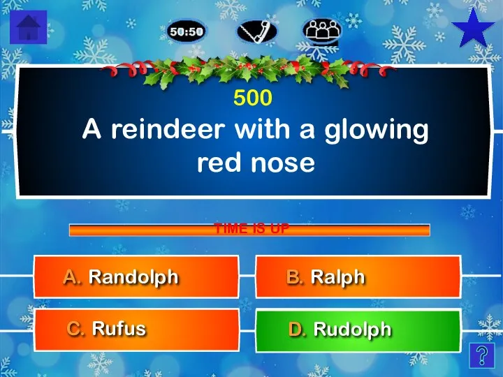 A reindeer with a glowing red nose C. Rufus 500 B. Ralph