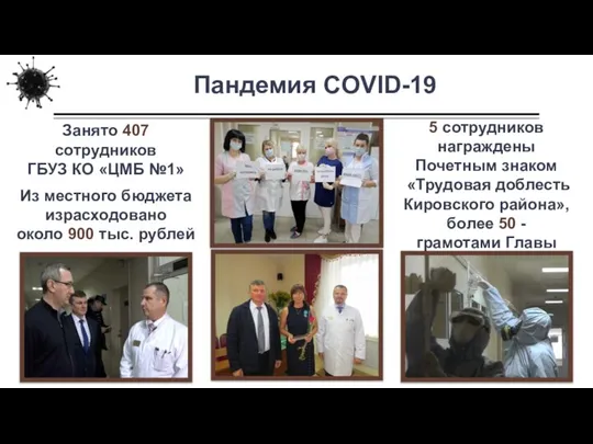 Занято 407 сотрудников ГБУЗ КО «ЦМБ №1» Из местного бюджета израсходовано около