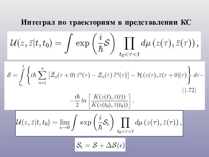 Интеграл по траекториям в представлении КС