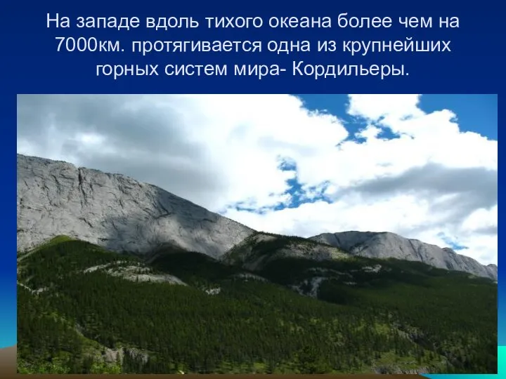 На западе вдоль тихого океана более чем на 7000км. протягивается одна из