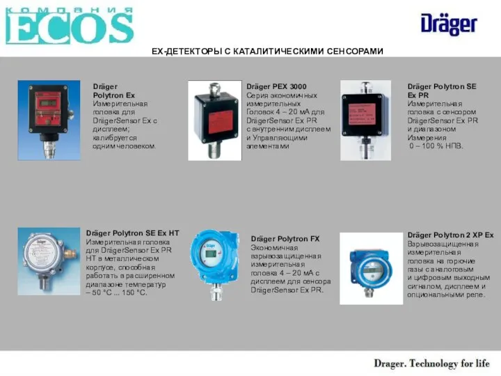 EX-ДЕТЕКТОРЫ С КАТАЛИТИЧЕСКИМИ СЕНСОРАМИ Dräger Polytron Ex Измерительная головка для DrägerSensor Ex