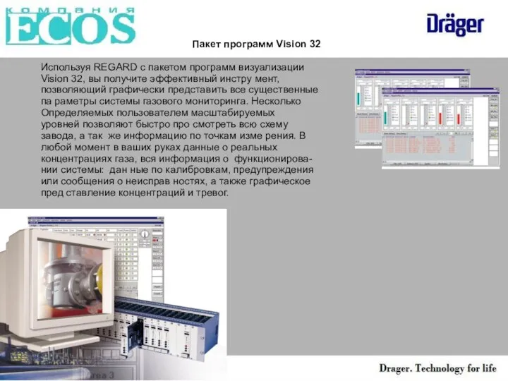 Пакет программ Vision 32 Используя REGARD с пакетом программ визуализации Vision 32,