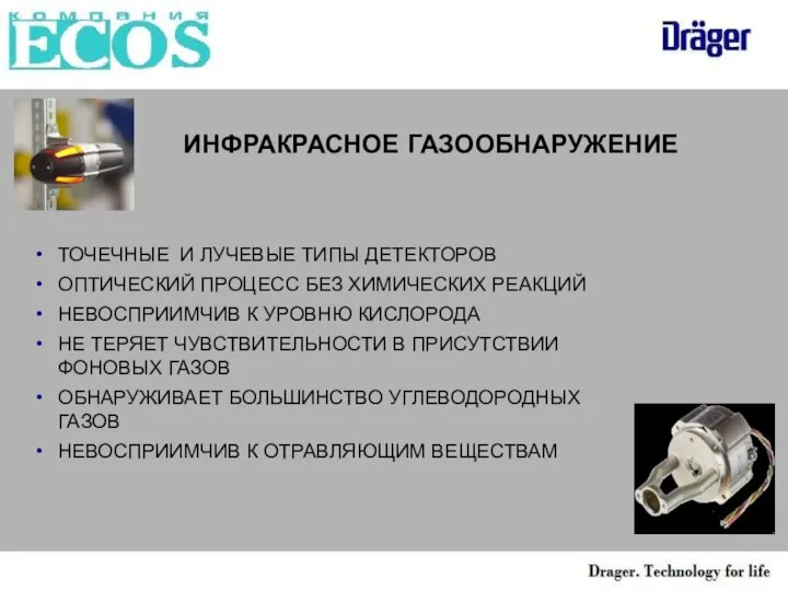 ИНФРАКРАСНОЕ ГАЗООБНАРУЖЕНИЕ ТОЧЕЧНЫЕ И ЛУЧЕВЫЕ ТИПЫ ДЕТЕКТОРОВ ОПТИЧЕСКИЙ ПРОЦЕСС БЕЗ ХИМИЧЕСКИХ РЕАКЦИЙ